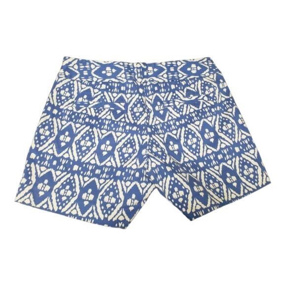 J Crew Stretch City Fit Blue & White Pattern Shorts Side Zip | Size 0 - Picture 1 of 6